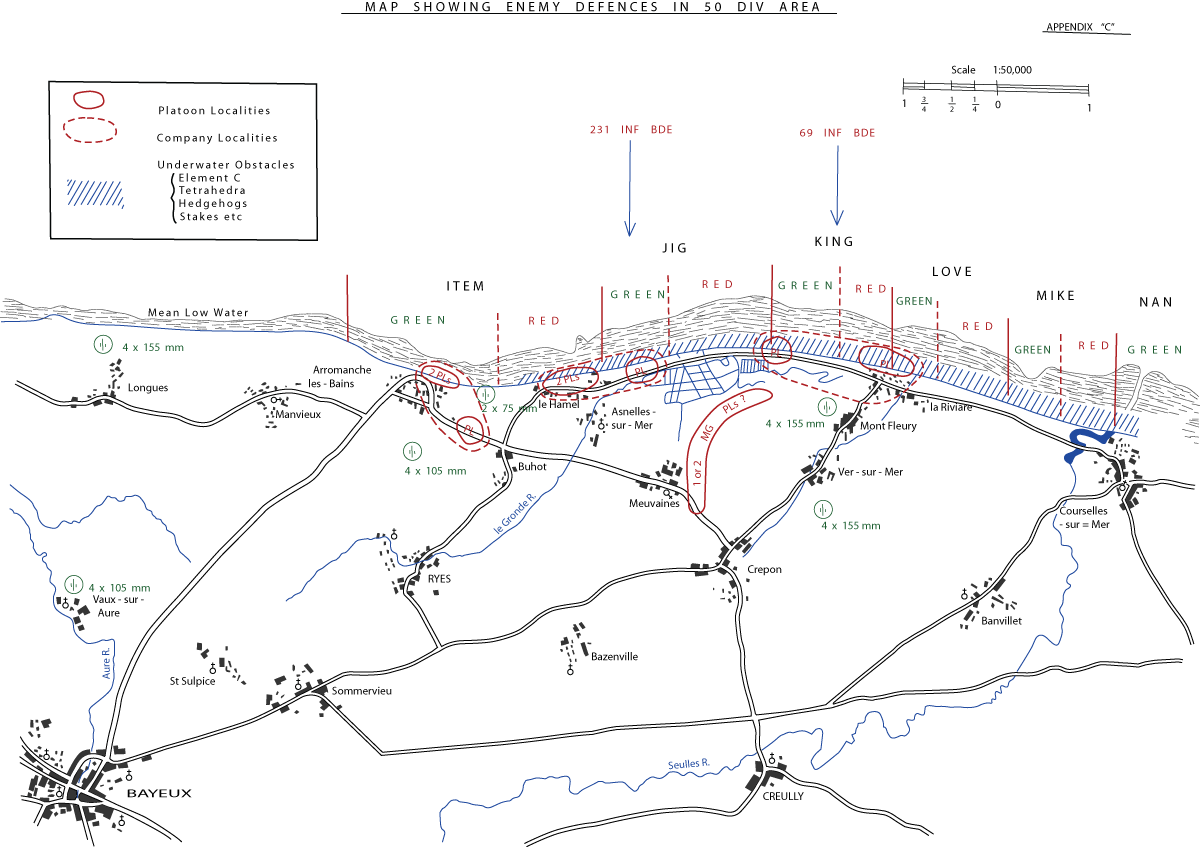Map Showing Enemy Defences In 50 Div Area