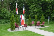 Bénouville 7th Battalion Parachute Regiment Memorial before unveiling