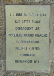 French Marine Fusiliers Memorial, Colleville-Montgomery plaque