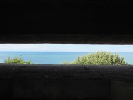 View from the fire control bunker at Longues-sur-Mer