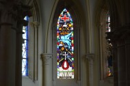 Ranville church stain glass window to 6th Airborne Division